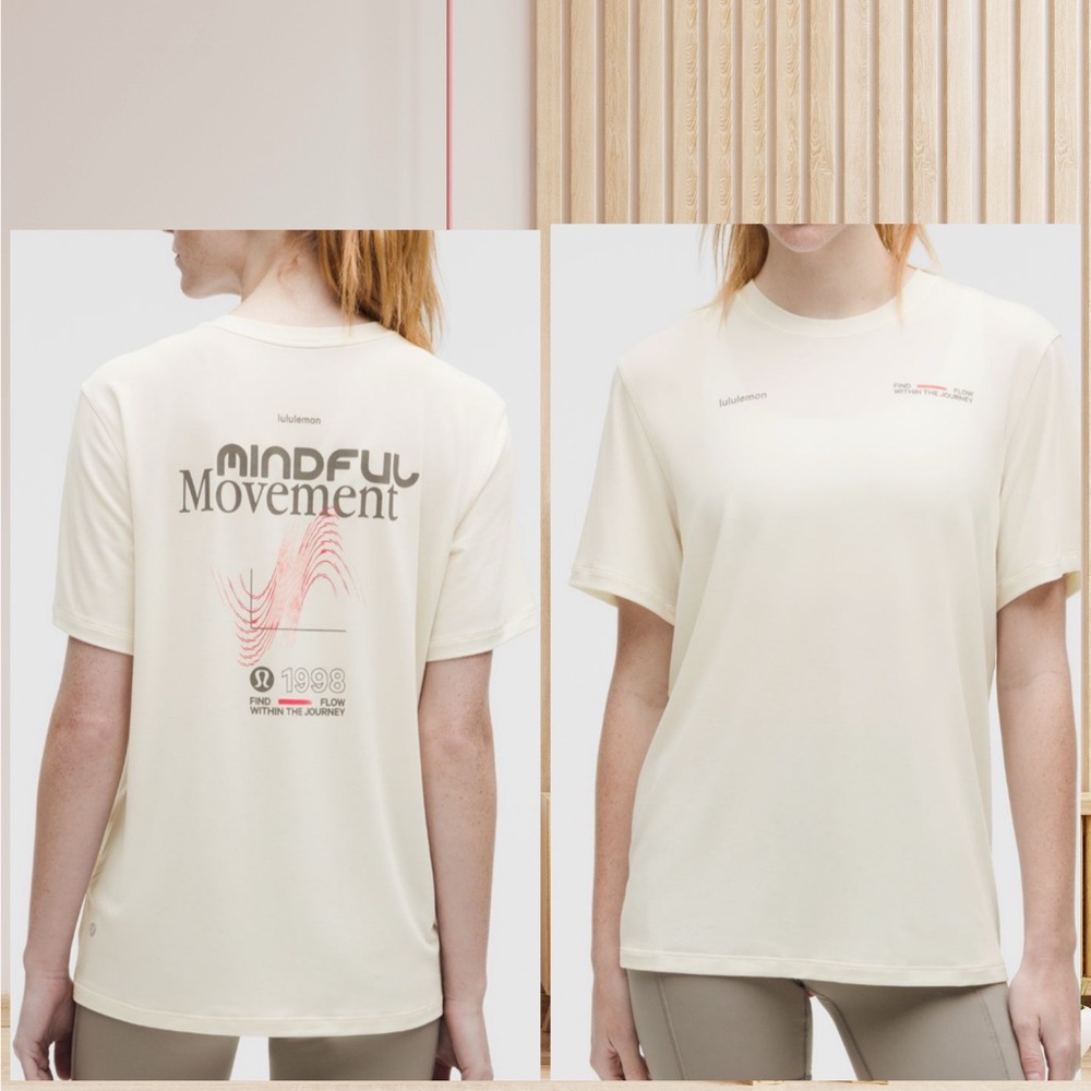 lululemon athletica Cream "Mindful Movement" Short Sleeve Tee